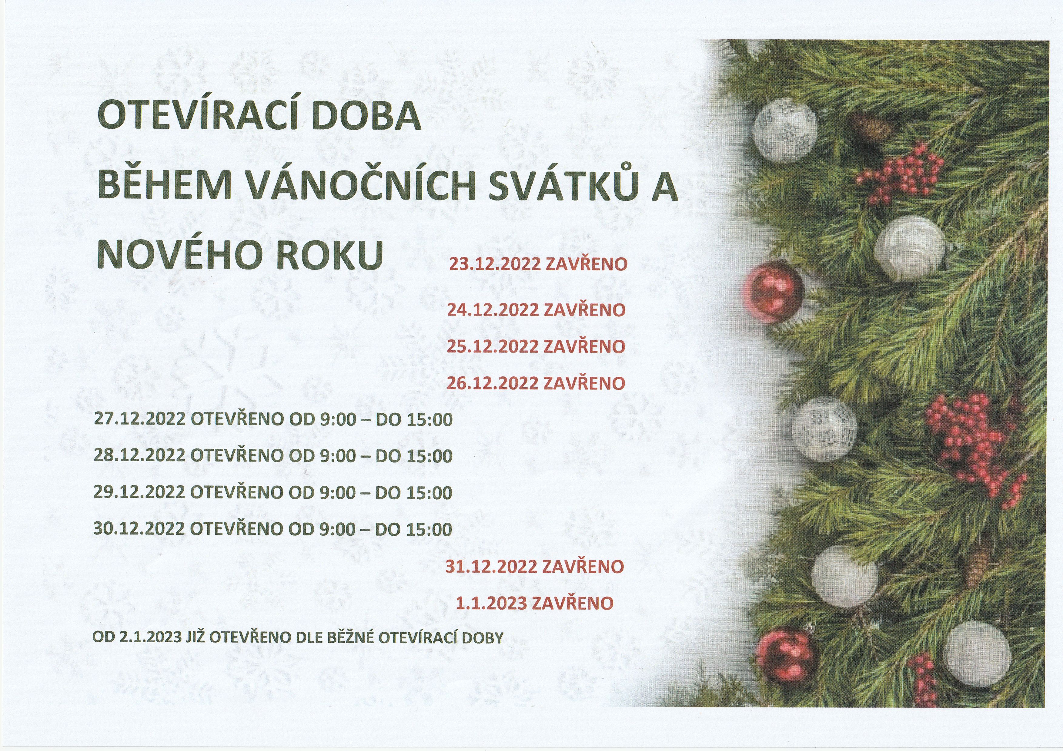 Cedulka Otevrac doba Vnoce 2022