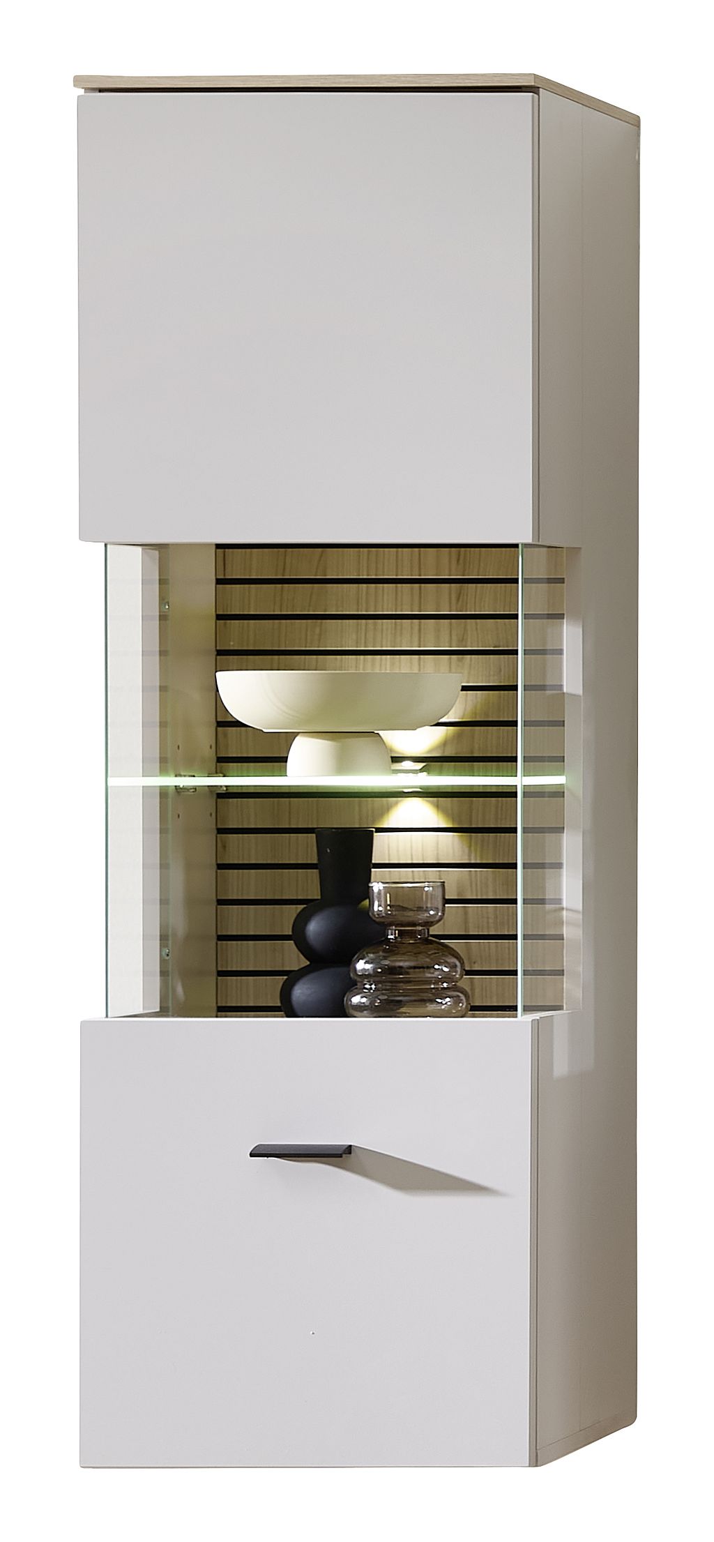 Nábytek do obývacího pokoje ALBA II._ závěsná vitrina 10 S1 RM 10_ rozměry š/v/h_ 40/124/36 cm_ včetně LED osvětlení_ obr. 7 Nábytek do obývacího pokoje ALBA II._ závěsná vitrina 10 S1 RM 10_ rozměry š/v/h_ 40/124/36 cm_ včetně LED osvětlení_ obr. 7