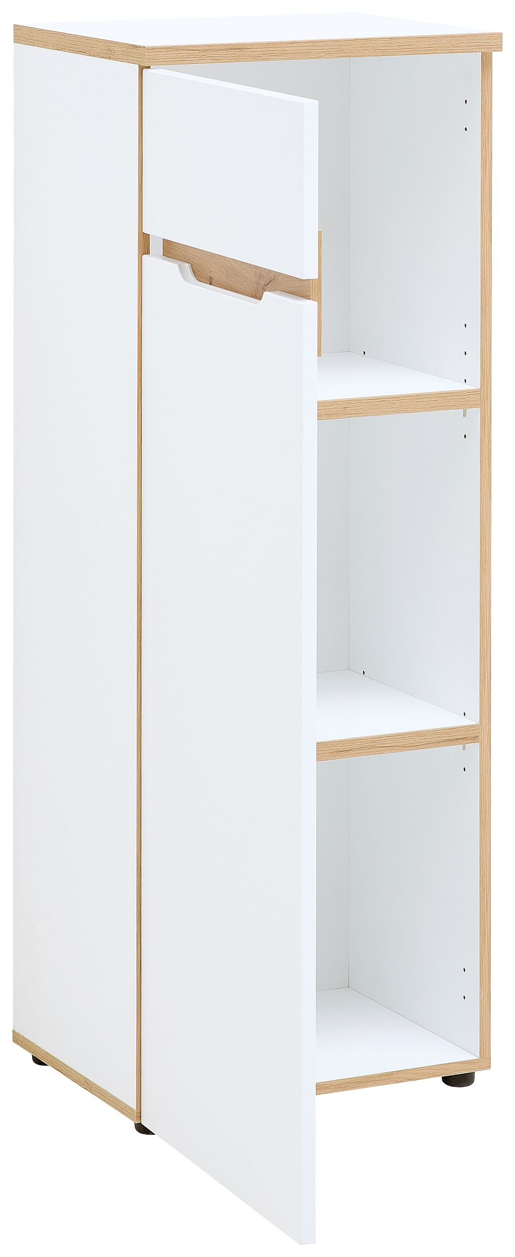 Nábytek do pracovny a kanceláře VANCOUVER WH_ kancelářská skříňka 50 35 WH 13_ rozměry š/v/h_ 45/122/38 cm_ šikmý pohled_ otevřená_ obr. 12 Nábytek do pracovny a kanceláře VANCOUVER WH_ kancelářská skříňka 50 35 WH 13_ rozměry š/v/h_ 45/122/38 cm_ šikmý pohled_ otevřená_ obr. 12