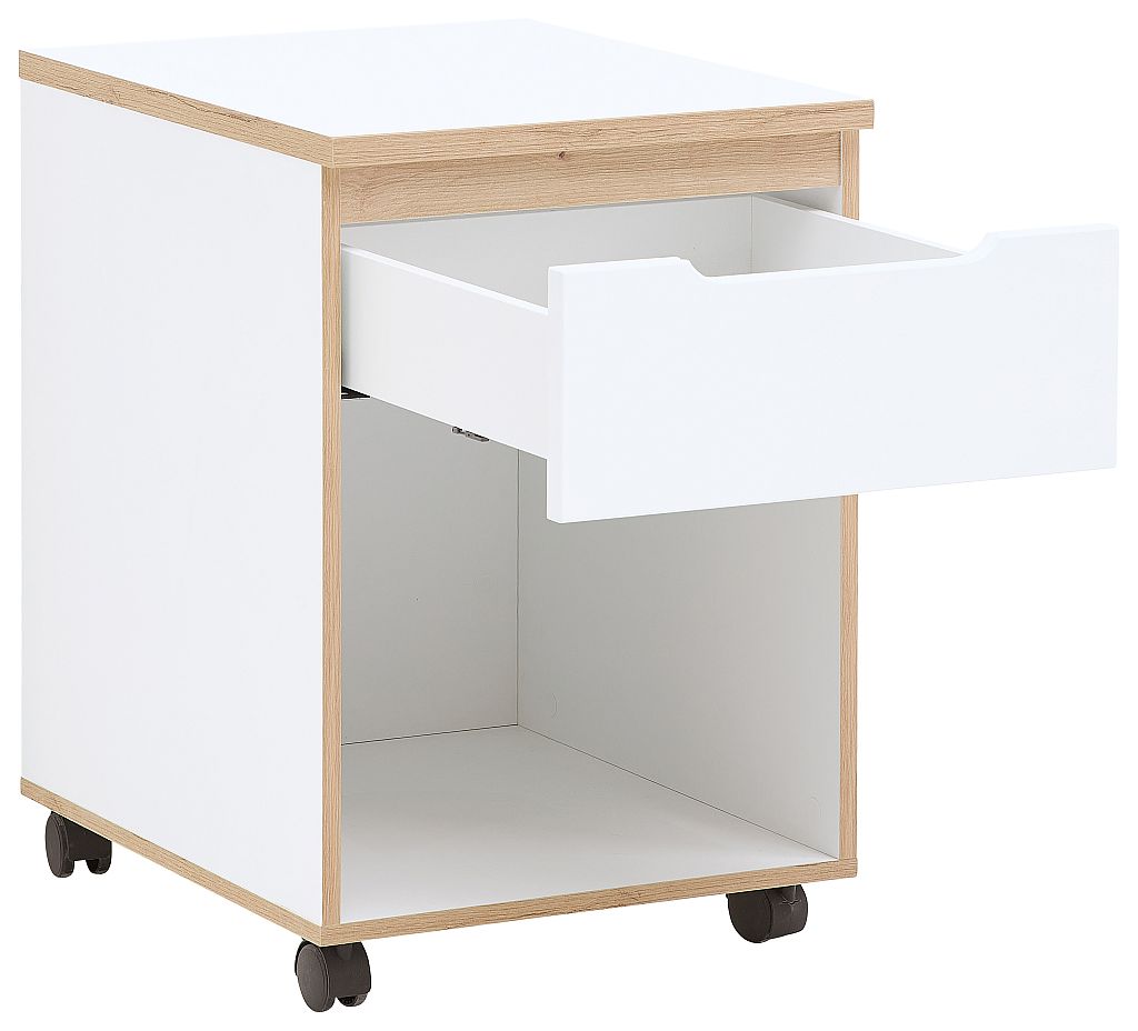 Nábytek do pracovny a kanceláře VANCOUVER WH_ kontejner na kolečkách 50 35 WH 16_ rozměry š/v/h_ 45/66/55 cm_ šikmý pohled_ otevřený_ obr. 28 Nábytek do pracovny a kanceláře VANCOUVER WH_ kontejner na kolečkách 50 35 WH 16_ rozměry š/v/h_ 45/66/55 cm_ šikmý pohled_ otevřený_ obr. 28