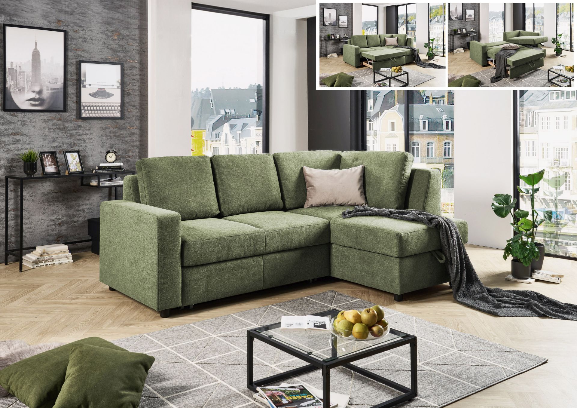 Sedac souprava MULTIFLEXX PLUS_ sestava 2112_BETT.E + 8302_BK_ podruka . 2_  rozmry sestavy zleva 231 x 162 cm_ plocha na span 120 x 205 cm_ lon prostor_ obr. 1