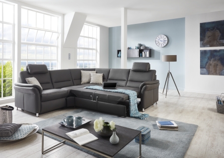 Sedací souprava DAKOTA_ sestava PKSLWA1L2,5LWFAR_PELRR_2,5APERPKSR_ rohové rozměry zleva 262 x 262 cm_ výška 89/92 cm_ výška s opěrkou hlavy 109-112 cm_ v kůži Torro grau_  + relaxační křeslo INTRO (separátně v nabídce)_  volitelné funkce za příplatek_ obr. 18
