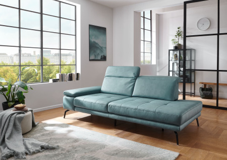 Recamiere COSTA_ typ  3RECLKV_ rozměry š/v/h:  230 / 82 - 100  / 115 cm_  volitelné funkce a polštáře za příplatek_ v látce Galero aqua_ obr. 14