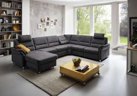 Sedací souprava DAKOTA_ sestava PKSCanMoL_2,5APELEL_PERRR_FAL2,5RWWA1RKSR_ rohové rozměry zleva 173 x 330 x 262 cm_ výška 89/92 cm_ výška s opěrkou hlavy 109-112 cm_ v látce Mammut-grau_ volitelné funkce za příplatek_ obr. 19