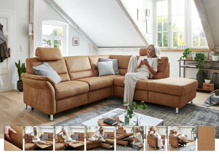 Sedací souprava DAKOTA_ sestava 2,5L -1,5KOGR_ rohové rozměry zleva 253 x 235 cm_ volitelné funkce a polštáře za příplatek_ v látce Deluxe zimt_ foto s náhledy_  obr. 9