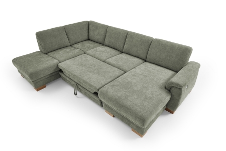 Sedací souprava MODENA 1040_ sestava 4259_ rohové rozměry zleva 210 x 328 x 160 cm_ područka C_ volitelné výklopné lůžko na spaní za příplatek_ v látce Yelda green_ obr. 9
