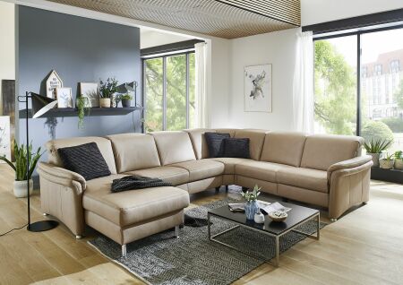 Sedací souprava GRANADA_ sestava CanGL-2,5EL-RE-2,5R_ rozměry sestavy zleva 180 x 338 x 270 cm_ výška 83-106 cm_ volitelné funkce za příplatek_ v látce Gaucho natur_ obr. 19