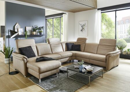 Sedací souprava GRANADA_ sestava CanGL-2,5EL-RE-2,5R_ rozměry sestavy zleva 180 x 338 x 270 cm_ výška 83-106 cm_ volitelné funkce za příplatek_ v látce Gaucho natur_ obr. 20
