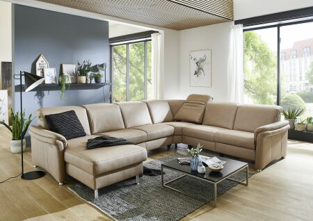 Sedací souprava GRANADA_ sestava CanGL-2,5EL-RE-2,5R_ rozměry sestavy zleva 180 x 338 x 270 cm_ výška 83-106 cm_ volitelné funkce za příplatek_ v látce Gaucho natur_ obr. 22