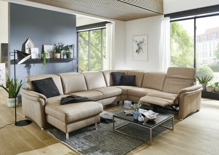 Sedací souprava GRANADA_ sestava CanGL-2,5EL-RE-2,5R_ rozměry sestavy zleva 180 x 338 x 270 cm_ výška 83-106 cm_ volitelné funkce za příplatek_ v látce Gaucho natur_ obr. 23