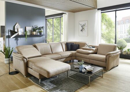 Sedací souprava GRANADA_ sestava CanGL-2,5EL-RE-2,5R_ rozměry sestavy zleva 180 x 338 x 270 cm_ výška 83-106 cm_ volitelné funkce za příplatek_ v látce Gaucho natur_ obr. 24