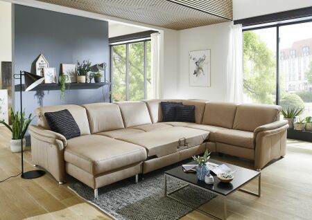 Sedací souprava GRANADA_ sestava CanGL-2,5EL-RE-2,5R_ rozměry sestavy zleva 180 x 338 x 270 cm_ výška 83-106 cm_ volitelné funkce za příplatek_ v látce Gaucho natur_ obr. 25