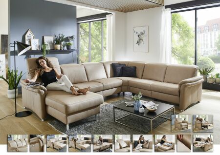 Sedací souprava GRANADA_ sestava CanGL-2,5EL-RE-2,5R_ rozměry sestavy zleva 180 x 338 x 270 cm_ výška 83-106 cm_ volitelné funkce za příplatek_ v látce Gaucho natur_ foto s náhledy_ obr. 18