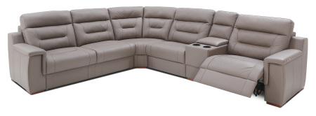 Sedací souprava ARCHIMEDES_ sestava 2,5 FL + E + 1 BB + BK + 1,5 BB MN + Bok P_ rohové rozměry zleva 320 x 328 cm_ polohovatelné opěrky hlavy ve standardu_ ostatní volitelné funkce za příplatek_ manuální polohovací funkce_ kůže_ interier_ obr. 4