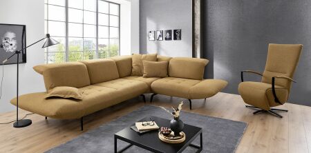 Sedací souprava AROLLA_ sestava 5367_ v látce Amsterdam mustard + TV relaxační křeslo AROLLA STYLE_ obr. 2