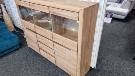 Highboard FIRENZE s LED osvětlením_ rozměry š/v/h: 180 / 134 / 41 cm_ divoký dub přírodní masív_ foto prodejna_ obr. 3