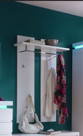 Závěsný šatní panel CORONA_  rozměry š/v/h: 91 / 135 / 25 cm_ bílý lak, vysoký lesk_ obr. 1