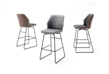 Barová židle DANE, šedé nebo hnědé čalounění_podnož antracit_obr. 2