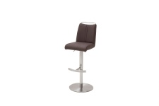 Barová židle GAMMA I_imitace kůže, vzhled Nubuk-Belvedere_barva hnědá_kruhová nerezová podnož_obr. 8