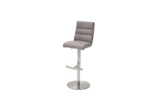 Barová židle GAMMA II_imitace kůže vzhled Nubuk-Belvedere_barva ledově šedá_kruhová nerezová podnož_obr. 4