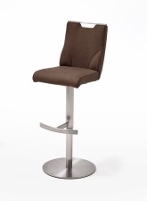 Barová židle GAMMA III_imitace kůže vzhled Nubuk-Belvedere_barva hnědá_kruhová nerezová podnož_obr. 3
