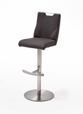 Barová židle GAMMA III_imitace kůže vzhled Nubuk-Belvedere_barva antracit_kruhová nerezová podnož_obr. 4