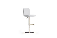 Barová židle LARA II_imitace kůže bílá, podnož nerez kruh_obr. 1
