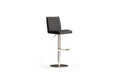 Barová židle LARA II_imitace kůže černá, podnož nerez kruh_obr. 3