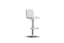 Barová židle LARA IV_imitace kůže bílá_nerezová čtvercová podnož i noha_obr. 4