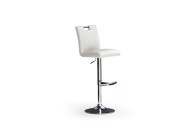 Barová židle MIA I_imitace kůže bílá, krémové olemování_podnož chromovaná kulatá_obr. 1