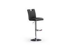 Barová židle MIA I_imitace kůže černá, krémové olemování_podnož chromovaná kulatá_obr. 2