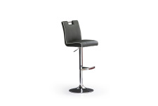 Barová židle MIA I_imitace kůže šedá, krémové olemování_podnož chromovaná kulatá_obr. 3
