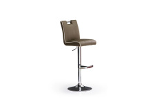 Barová židle MIA I_imitace kůže cappuccino, krémové olemování_podnož chromovaná kulatá_obr. 5