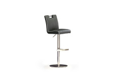 Barová židle MIA II_imitace kůže šedá, krémové olemování_podnož nerez kulatá_obr. 5