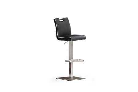 Barová židle MIA IV_imitace kůže černá, krémové olemování_podnož nerez štvorec_obr. 1
