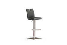 Barová židle MIA IV_imitace kůže šedá, krémové olemování_podnož nerez štvorec_obr. 4