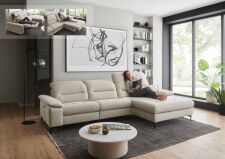 Sedací souprava CORTINA 2600_ sestava 4682_ rohové rozměry zleva 308 x 184 cm_ polohovatelné opěrky hlavy ve standardu_ ostatní volitelné funkce a polštáře za příplatek_ v látce Yelda natur_ foto s náhledy funkcí_ obr. 7 Sedací souprava CORTINA 2600_ sestava 4682_ rohové rozměry zleva 308 x 184 cm_ polohovatelné opěrky hlavy ve standardu_ ostatní volitelné funkce a polštáře za příplatek_ v látce Yelda natur_ foto s náhledy funkcí_ obr. 7