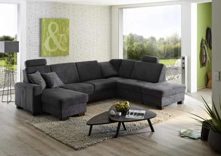 Sedací souprava CINCINATTI_ sestava CanL-2,5EL-SE-1,5AhoR_ rohové rozměry zleva 163 x 319 x 241 cm_ volitelné funkce a polštáře za příplatek_ v látce Miro grau_ obr. 20