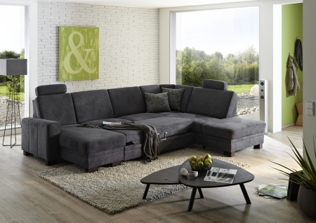 Sedací souprava CINCINATTI_ sestava CanL-2,5EL-SE-1,5AhoR_ rohové rozměry zleva 163 x 319 x 241 cm_ volitelné funkce a polštáře za příplatek_ v látce Miro grau_ obr. 23