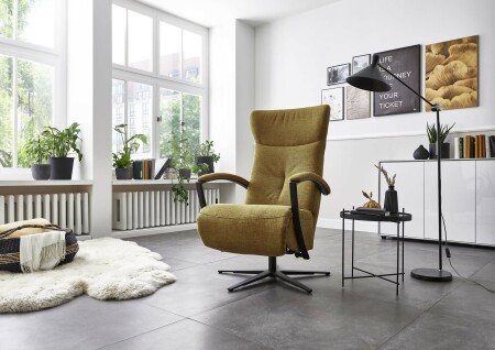 Relaxační křeslo COMFORT-FLEXX_ konfigurace A4_1DRF-V_ v látce Calido curry_ obr. 1