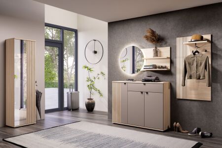 Předsíňový nábytek CONARO_ sestava 30 B4 RM 82 + šatní skříň 01_ rozměry sestavy š/v/h_ 218 / 199 / 38 cm_ rozměry skříně š/v/h_ 55 / 202 / 38 cm _ obr. 1