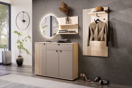 Předsíňový nábytek CONARO_ sestava 30 B4 RM 82_ rozměry š/v/h_ 218 / 199 / 38 cm_ šikmý pohled_ obr. 2