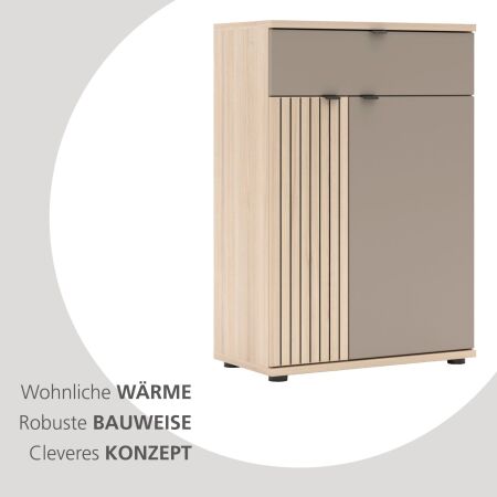 Předsíňový nábytek CONARO_ botník 30 B4 RM 11_ rozměry š/v/h_ 70 / 103 / 38 cm_ šikmý pohled_ obr. 5