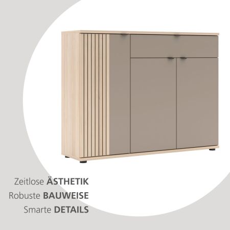 Předsíňový nábytek CONARO_ botník 30 B4 RM 12_ rozměry š/v/h_ 133 / 103 / 38 cm_ šikmý pohled_ obr. 3