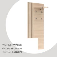 Předsíňový nábytek CONARO_ závěsný šatní panel 30 B4 RM 40_ rozměry š/v/h_ 70 / 175 / 30 cm_ šikmý pohled_ obr. 7
