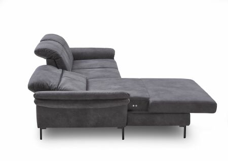 Sedací souprava COURTNEY 1212_ sestava LALmaxi-2,5AR_ ukázka vysunuté motorové polohovací funkce Longchairu_ boční pohled_ v látce Savanna grey_ obr. 19
