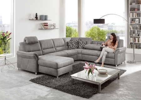 Sedací souprava DAKOTA_ sestava CanMoL_2,5EL_RERR_WA1L2,5RWFAR_ rohové rozměry zleva 173 x 330 x 262 cm_ výška 89/92 cm_ výška s opěrkou hlavy 109-112 cm_ v látce Ledaro-alu_ volitelné funkce za příplatek_ foto s modelem_ obr. 6