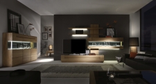 Celomasivní dubový nábytek DELGADO_návrh sestavy 18705 + highboard 187173_možnost volitelného LED osvětlení_noční pohled_obr. 2 Celomasivní dubový nábytek DELGADO_návrh sestavy 18705 + highboard 187173_možnost volitelného LED osvětlení_noční pohled_obr. 2