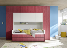Dětský a studenstký nábytek ESPERO (červená varianta)_skříňový "most" nad postel 310x234 cm_postel 90 cm s čalouněným dílem a zásuvkou_regálová police_typy 676602-70_626602-90_626602-TP90_626602-L90_626602-C90_676602-33_obr. 8 Dětský a studenstký nábytek ESPERO (červená varianta)_skříňový "most" nad postel 310x234 cm_postel 90 cm s čalouněným dílem a zásuvkou_regálová police_typy 676602-70_626602-90_626602-TP90_626602-L90_626602-C90_676602-33_obr. 8