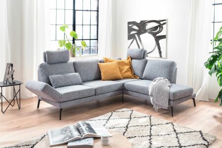 Sedací souprava ENJOY_ sestava 2-sed (varianta 10) + rohový element s 1-sedem a ukončovacím dílem (varianta 28)_ rohové rozměry zleva 292 x 223 cm_ výška 82 cm_ výška s opěrkou hlavy 102 cm_ v látce Prime blue grey_ obr. 5